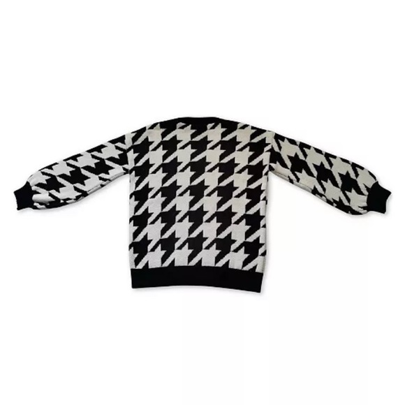Oversized houndstooth sweater V neck - Picture 2 of 2